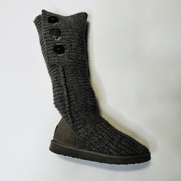 UGG AUSTRALIA WOMEN'S CARDY SWEATER STYLE KNIT MID CALF BOOTS IN GRAY 8 M $150 - Picture 8 of 13